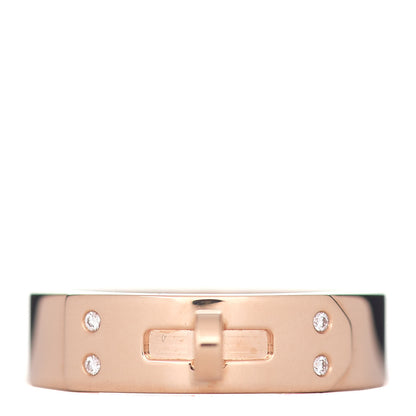 Hermes 18K Rose Gold Diamond PM Kelly Ring 51 5.75 1 of 5