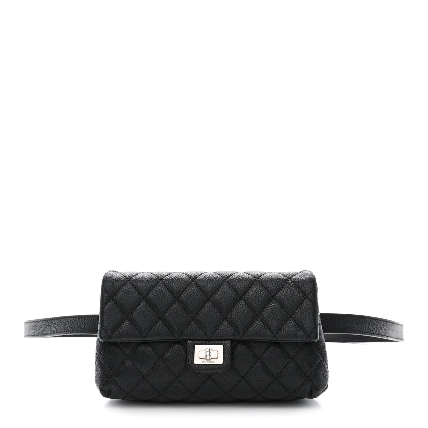 Grained Calfskin Quilted 2.55 Reissue Flap Belt Bag Clutch Black