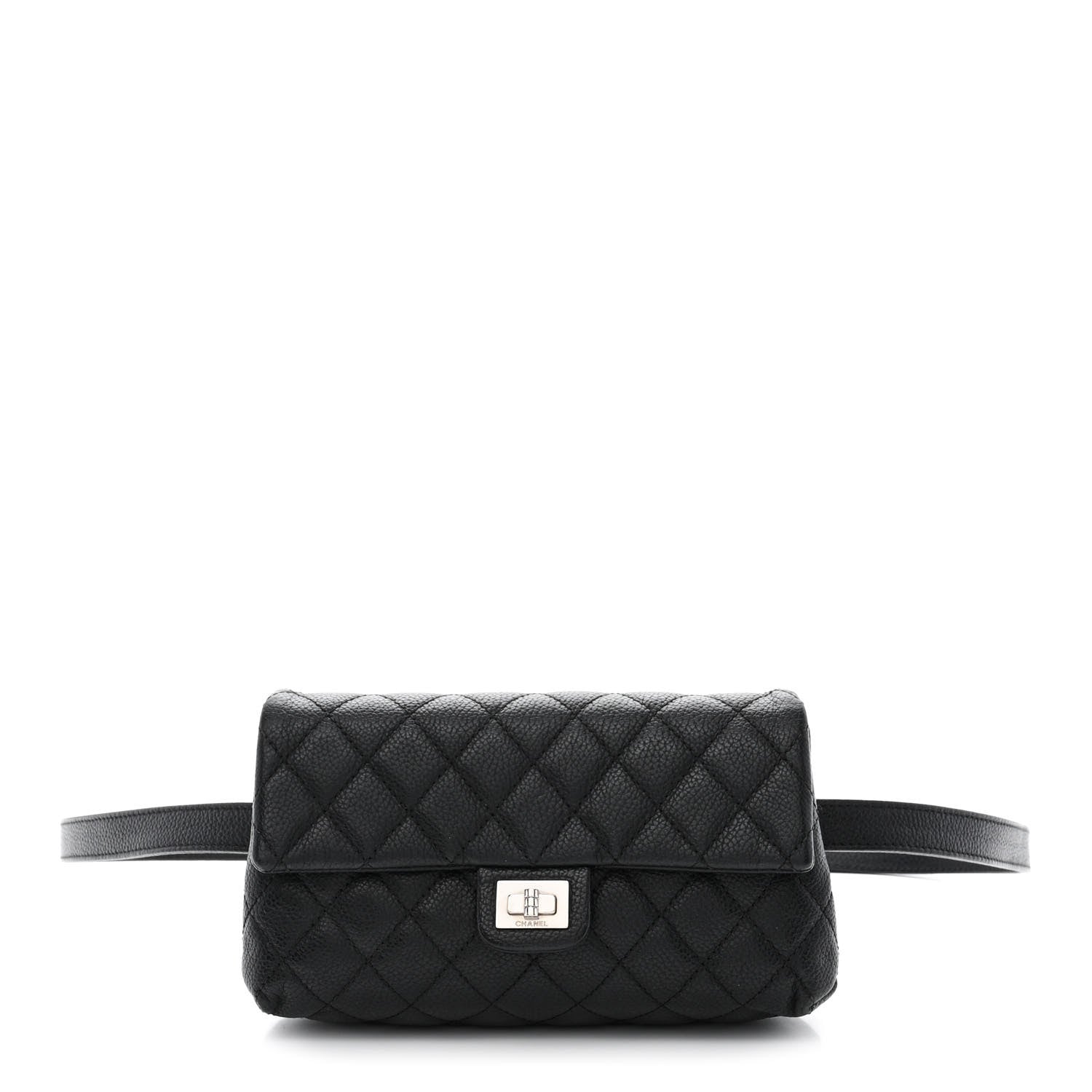 Chanel Grained Calfskin Quilted 2.55 Reissue Flap Belt Bag Clutch Black 1 of 12