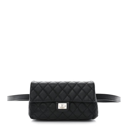 Chanel Grained Calfskin Quilted 2.55 Reissue Flap Belt Bag Clutch Black 1 of 12