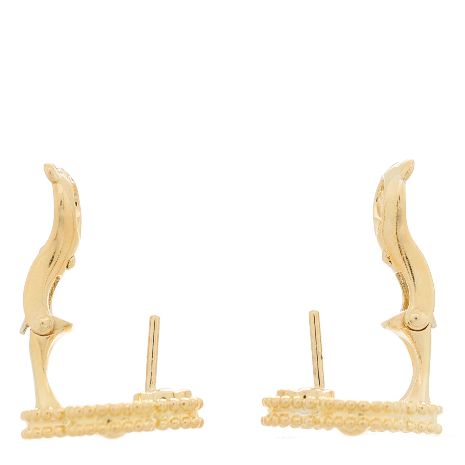 Van Cleef & Arpels 18K Yellow Gold Vintage Alhambra Earrings 3 of 4