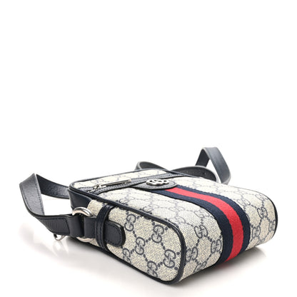 Gucci GG Supreme Monogram Textured Calfskin Web Mini Ophidia Messenger Beige Blue 4 of 10