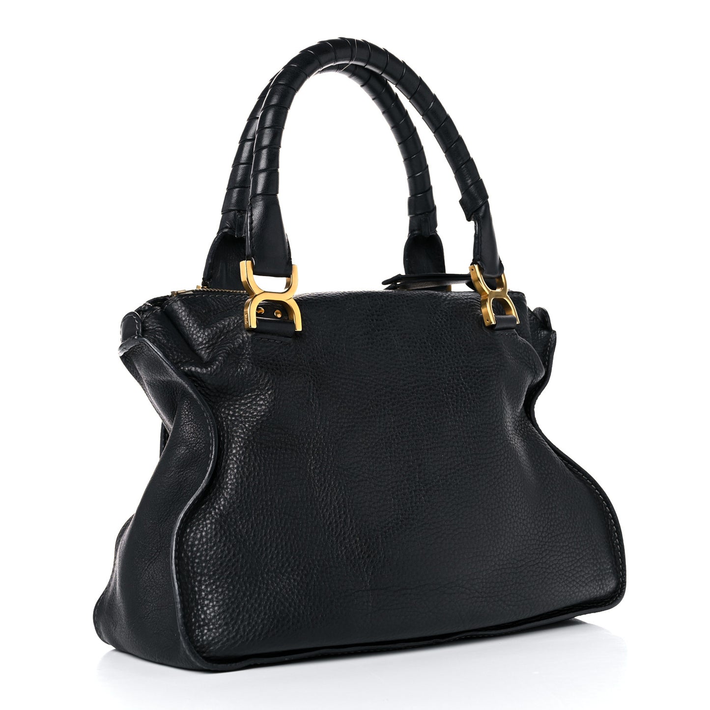 Calfskin Large Marcie Satchel Black