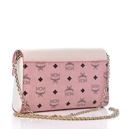MCM Calfskin Visetos Monogram Millie Color Block Crossbody Bag Pink Tint 3 of 13