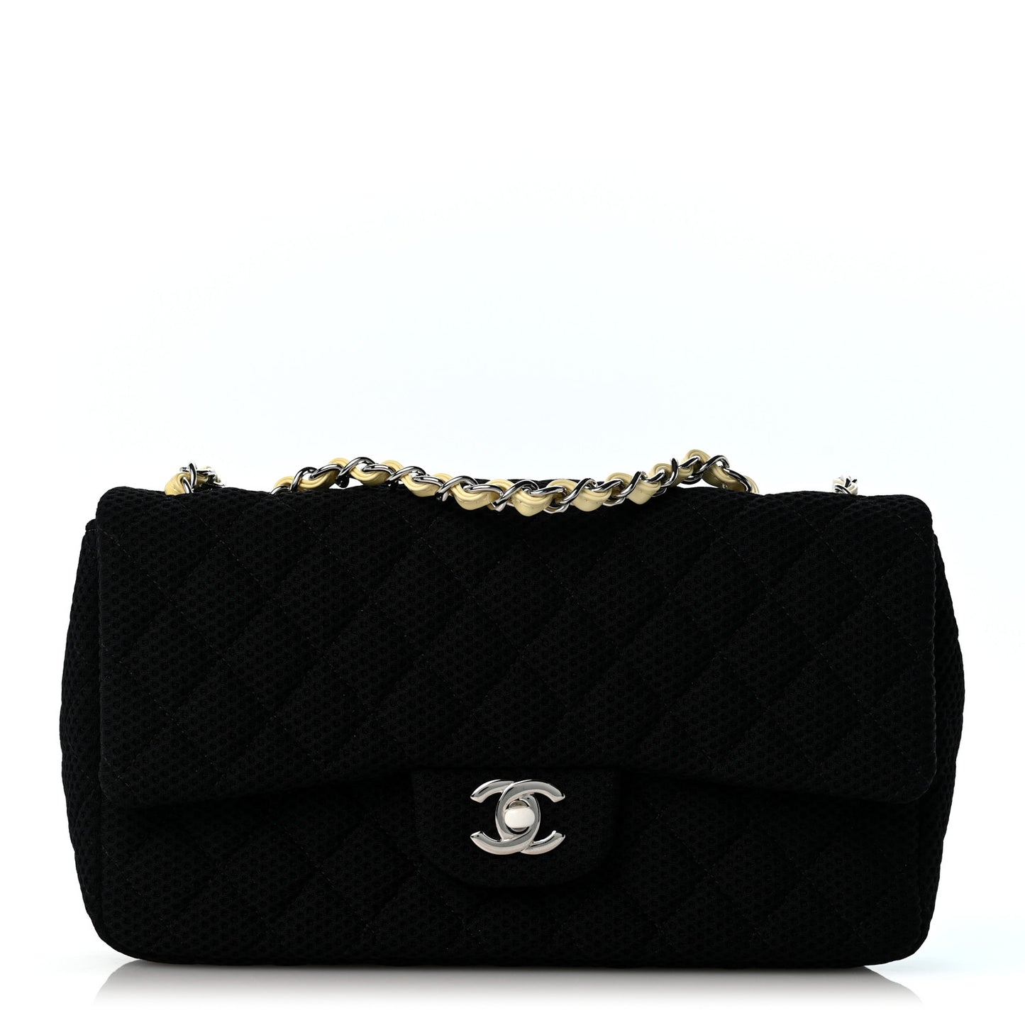 Neoprene Quilted Medium Single Flap Black