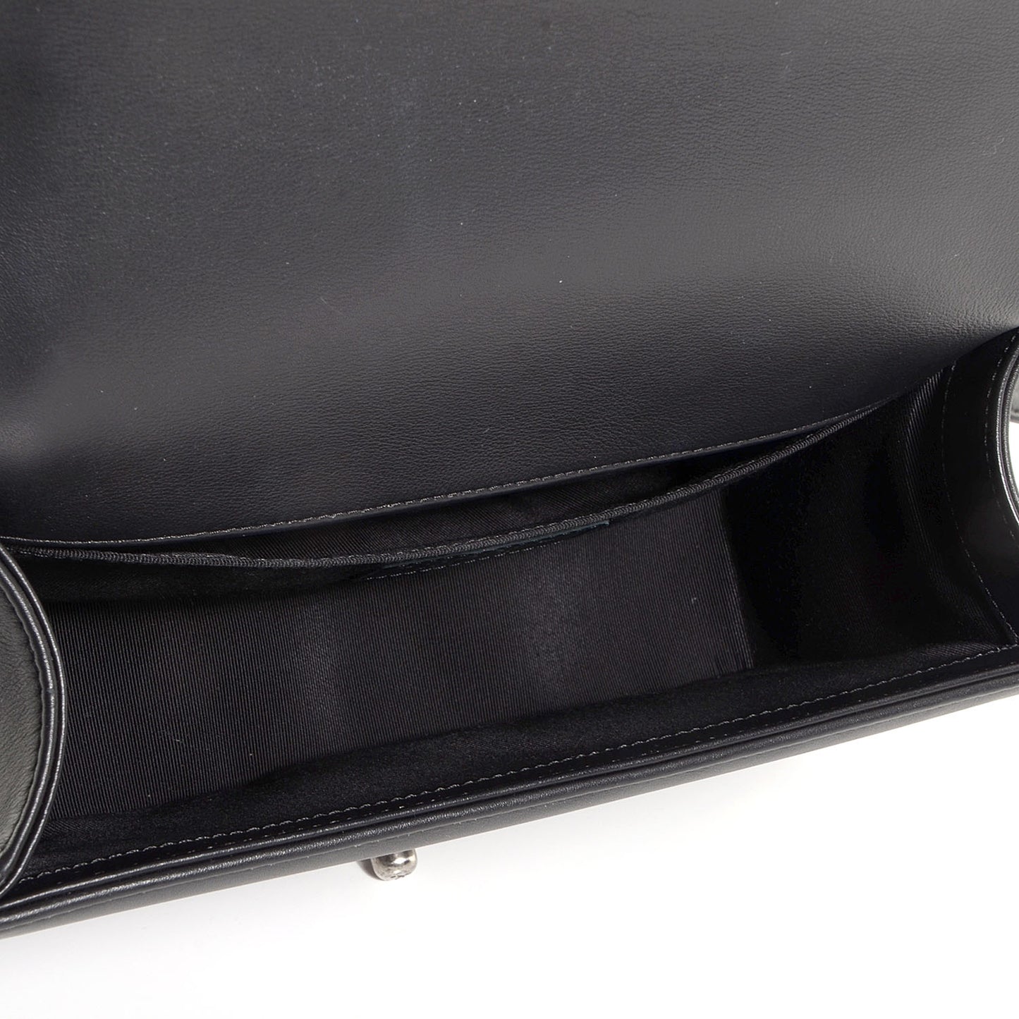 Metallic Calfskin Quilted Medium Boy Flap Black