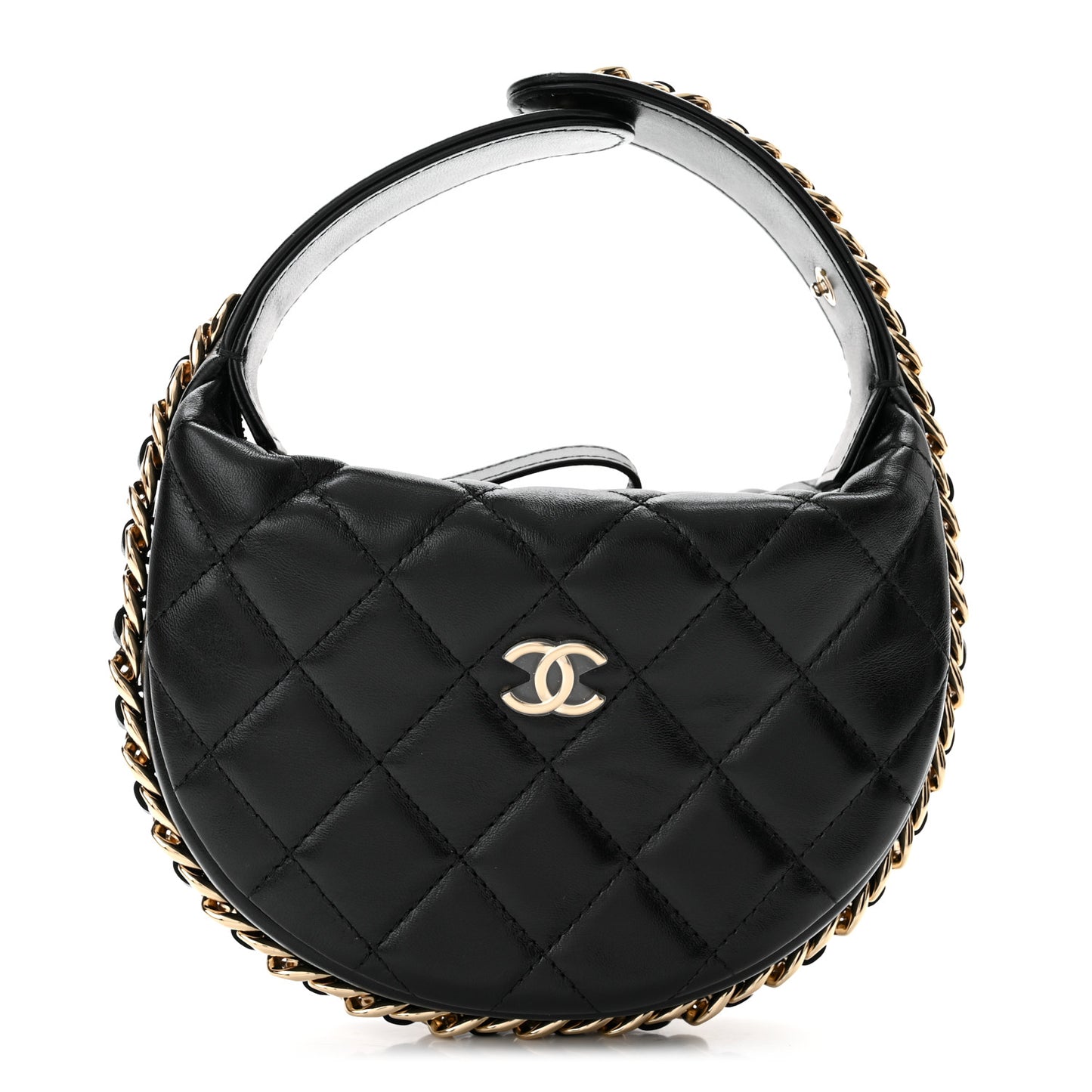 Quilted Chain Around Pouch Black