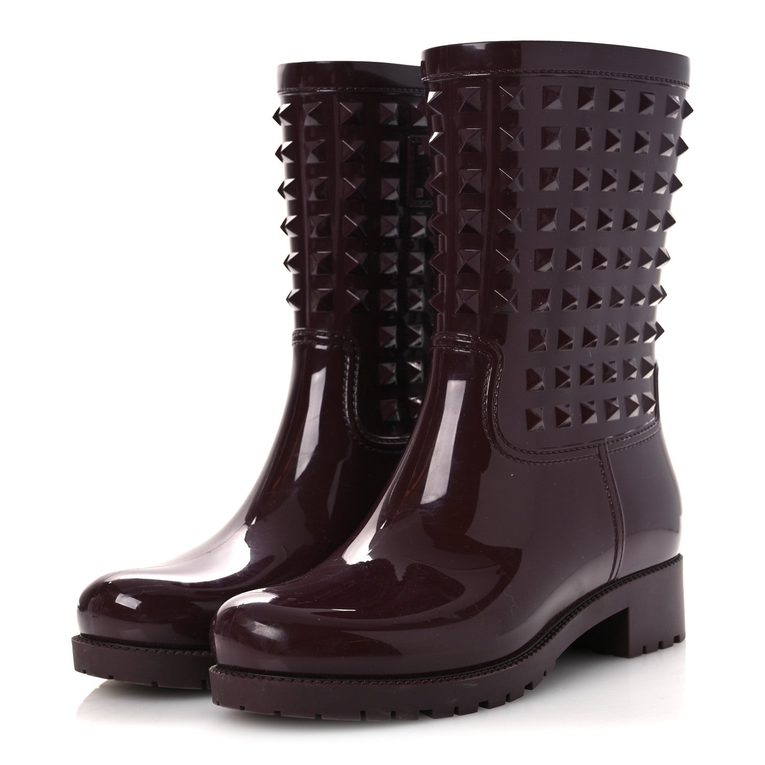 Valentino Garavani Rubber Rockstud Short Rainboots 40 Rubin 4 of 13
