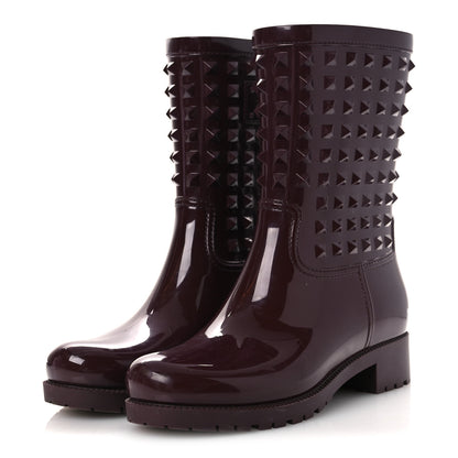 Valentino Garavani Rubber Rockstud Short Rainboots 40 Rubin 4 of 13