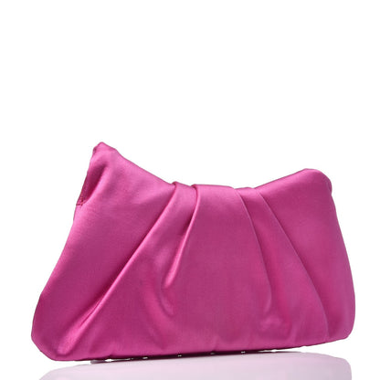 Chanel Satin Quilted Flap Clutch Fuchsia 3 of 8
