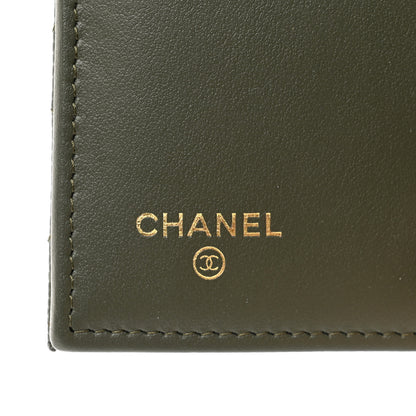 Chanel Caviar Quilted Multi Chain CC Medium Tri-Fold Flap Wallet Khaki 6 of 9