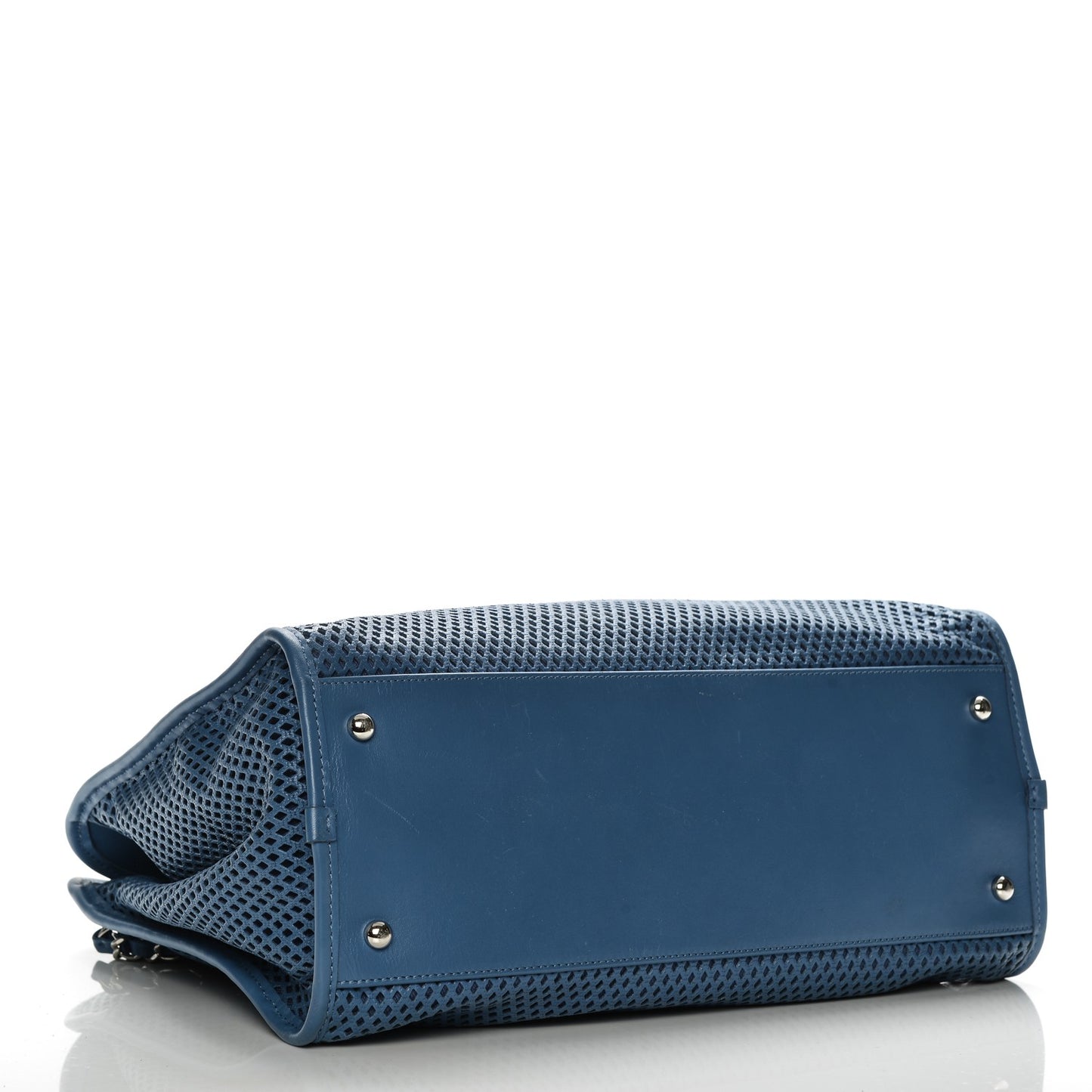 Calfskin Perforated Up In The Air Tote Dark Blue