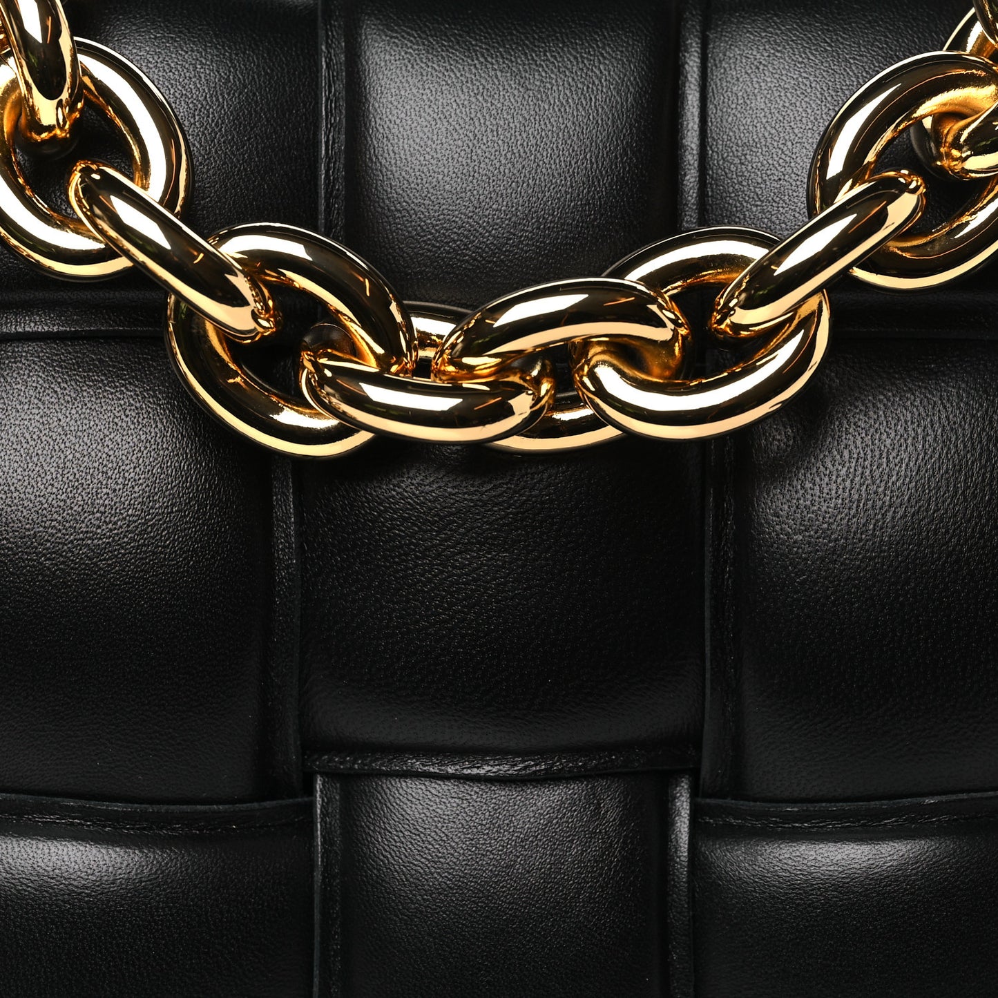 Lambskin Maxi Intreccio Padded Chain Cassette Crossbody Bag Black