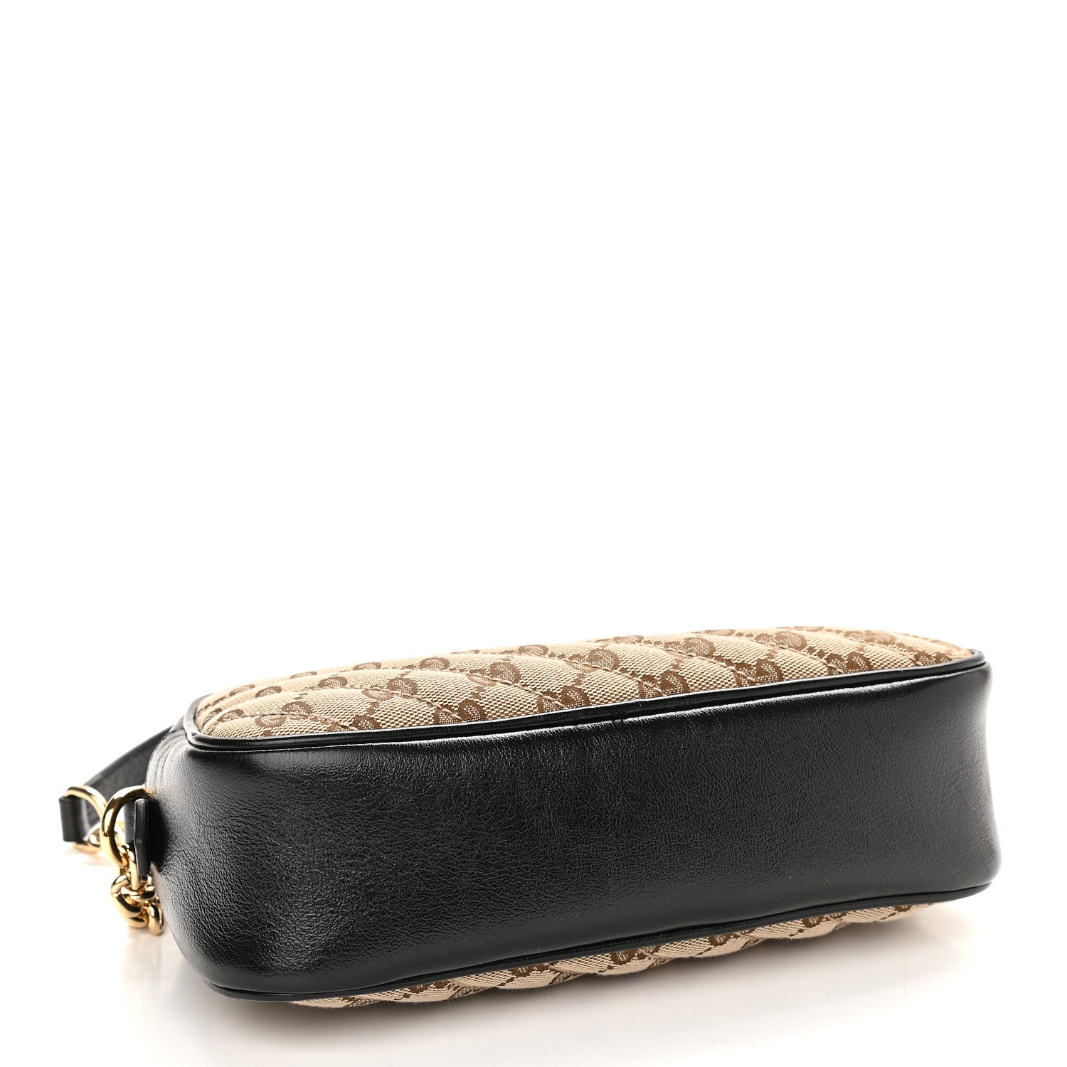 Gucci Monogram Matelasse Diagonal Small GG Marmont Chain Shoulder Bag Beige Black 4 of 10