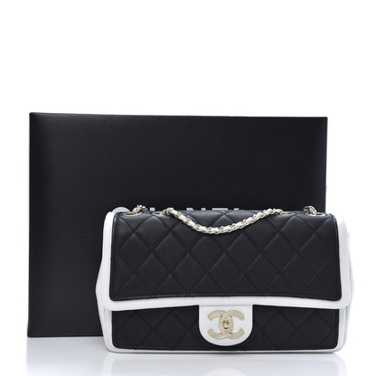 Chanel Calfskin Quilted Medium Graphic Flap Black White 12 of 12