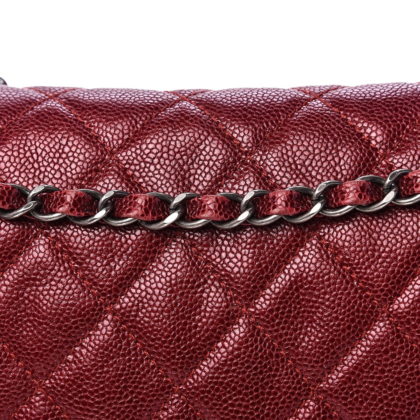Caviar Quilted Jumbo Easy Flap Red