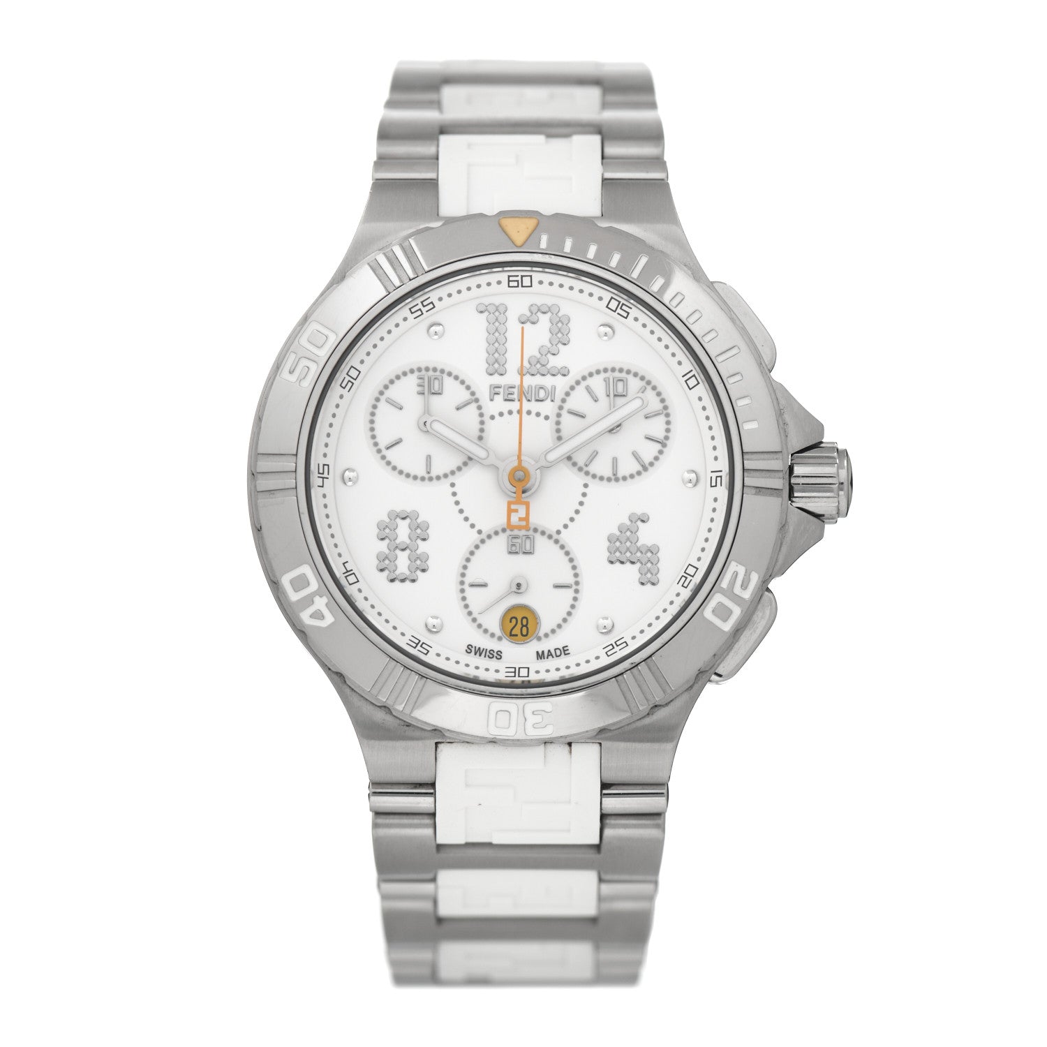 Fendi Stainless Steel Ceramic Rubber 38mm Chronograph Quartz Watch 1 of 4