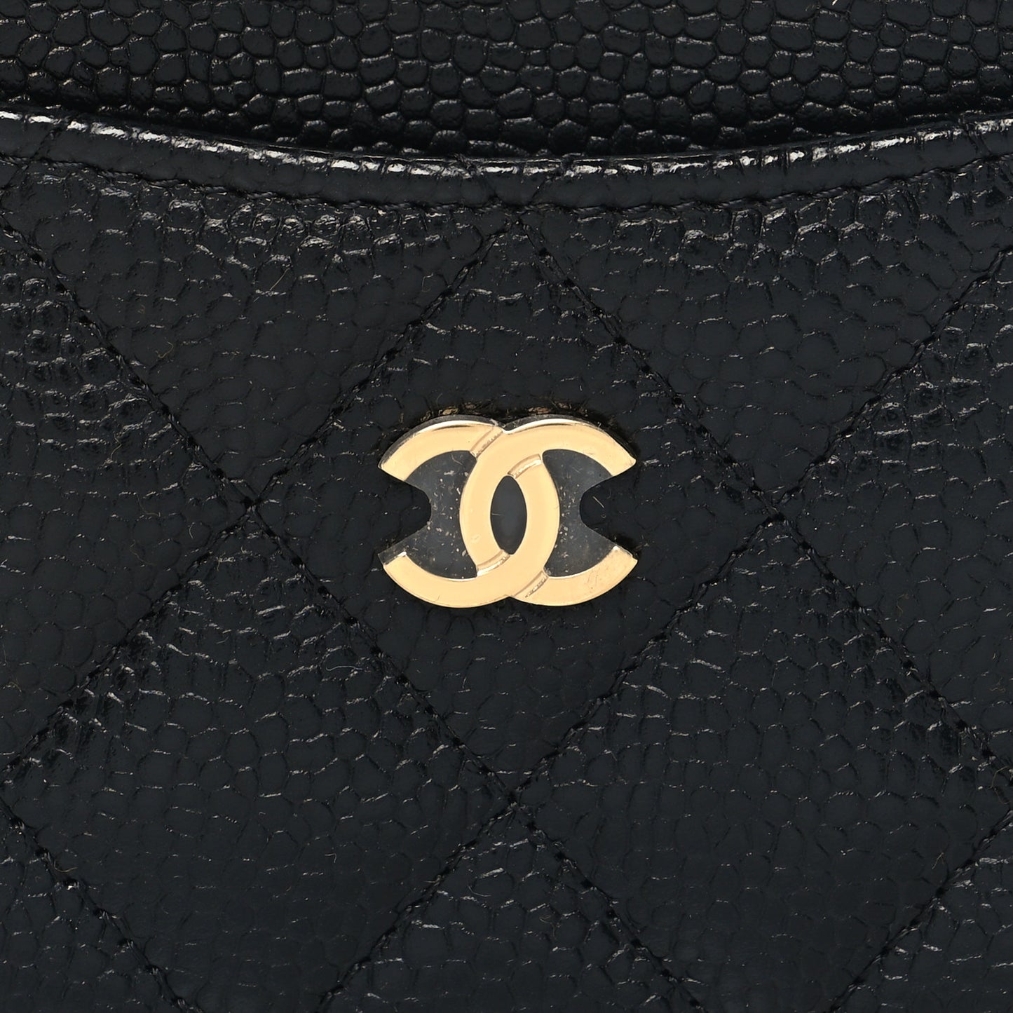 Caviar Quilted Card Holder Black