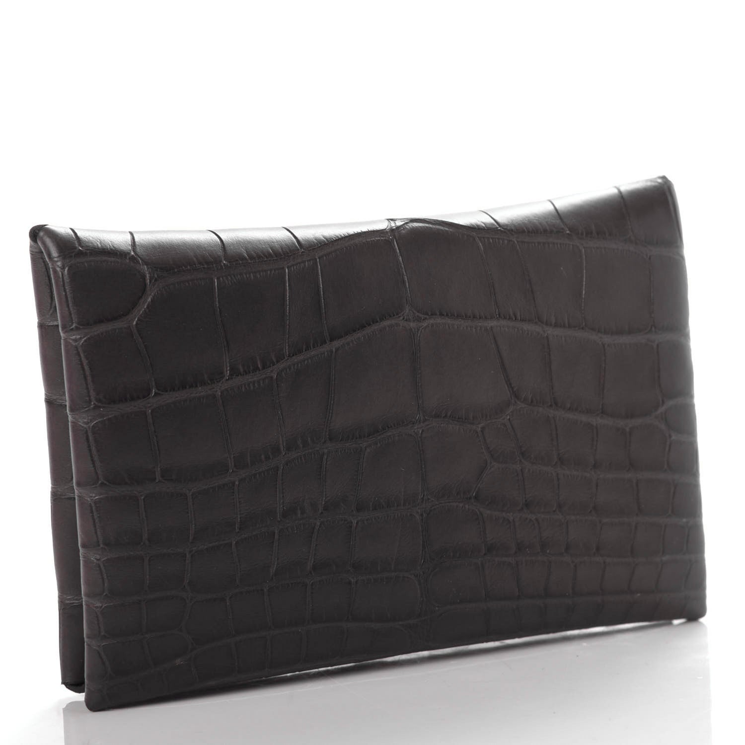 Hermes Matte Alligator Calvi Card Case Graphite 3 of 7