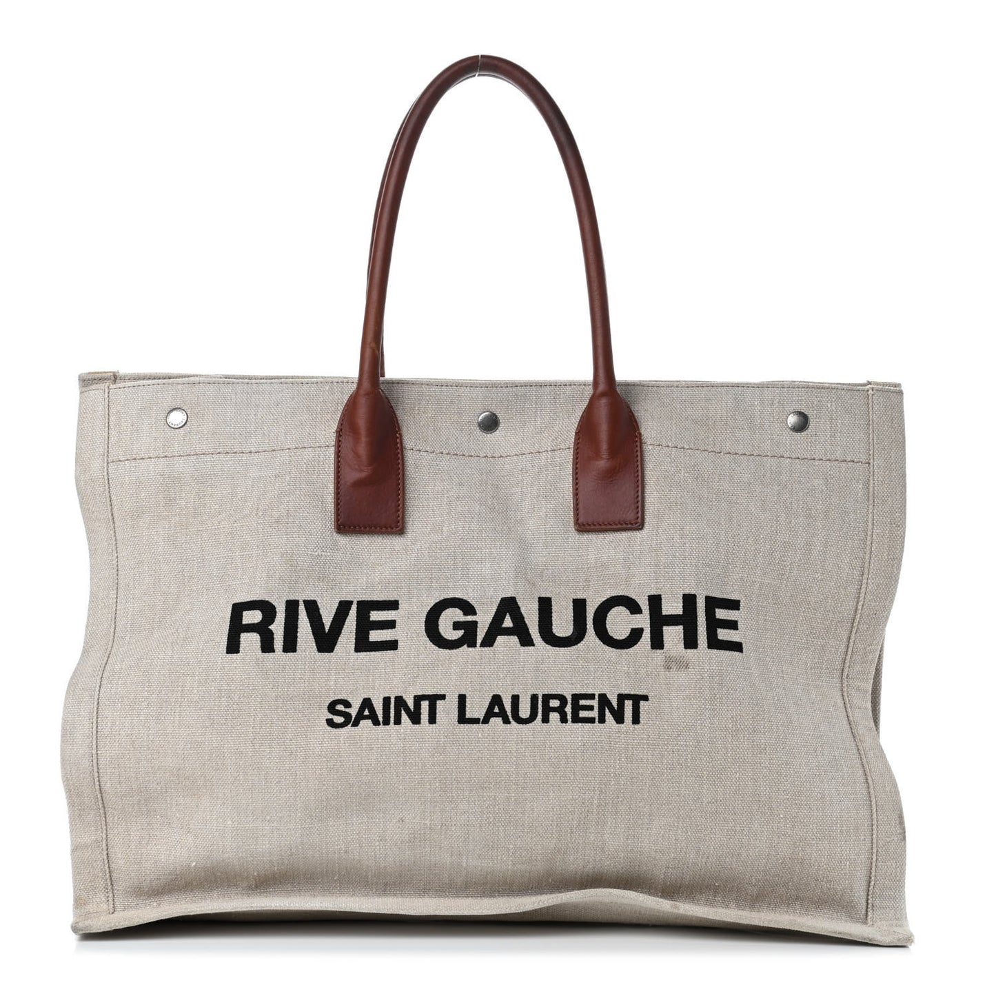 Linen Calfskin Rive Gauche Tote Tan