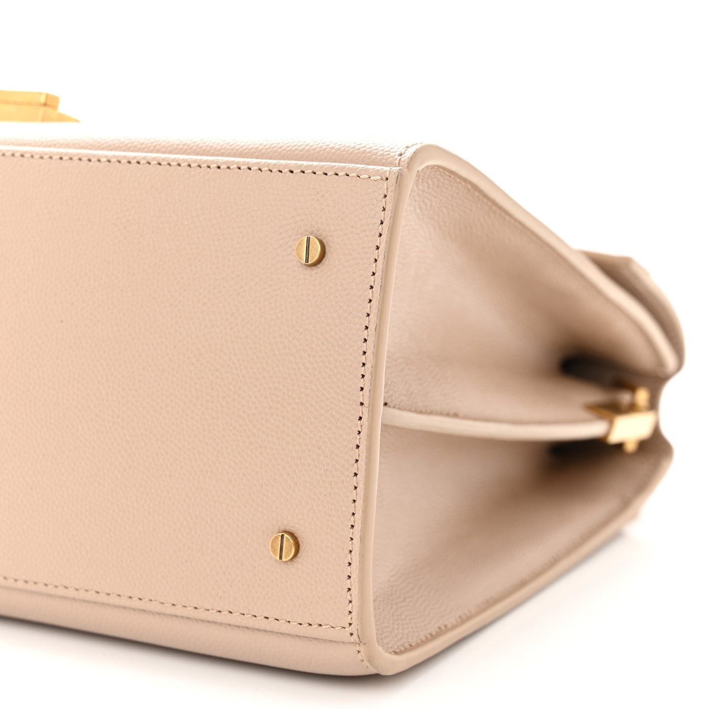SAINT LAURENT Grain de Poudre Medium Classic Monogram Cassandra Top Handle Beige