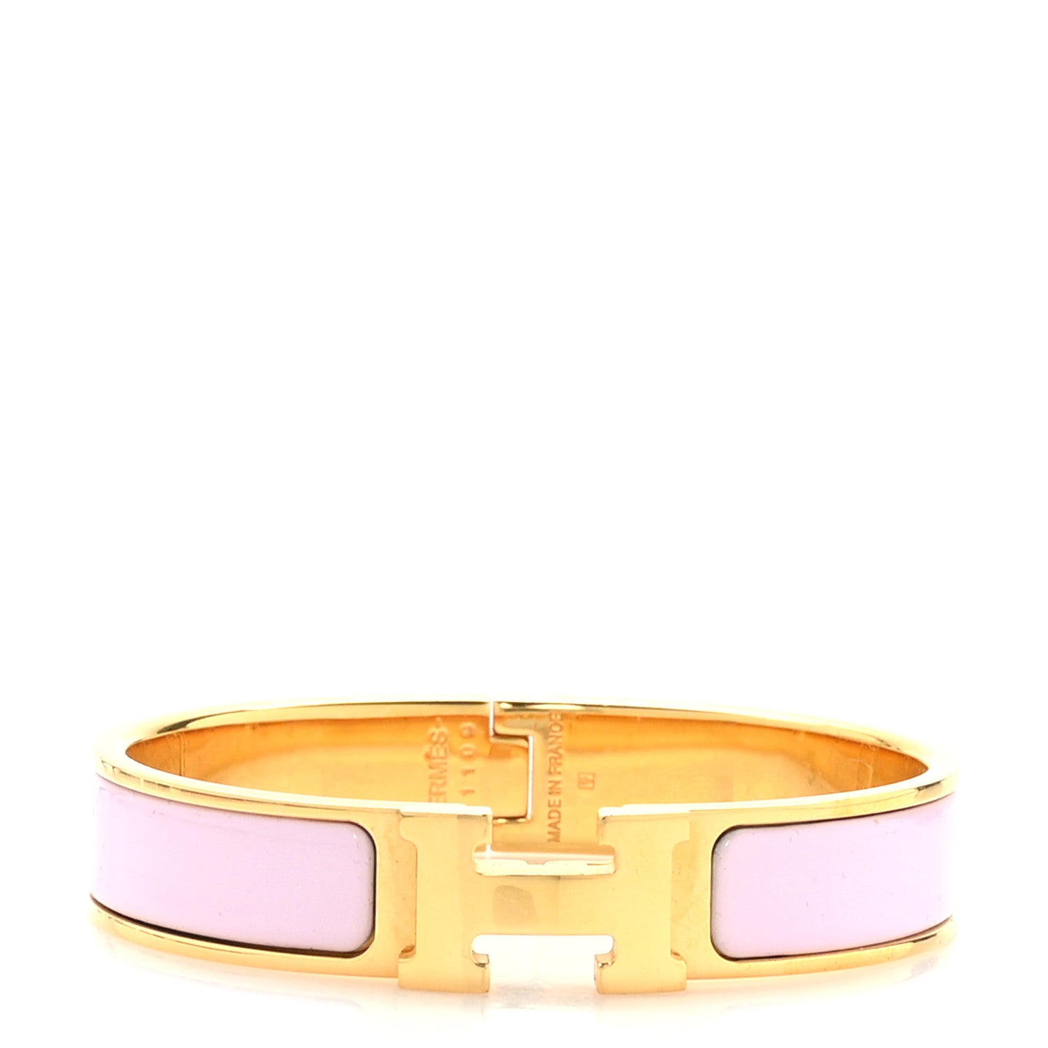 Hermes Enamel Narrow Clic Clac H Bracelet PM Rose Dragee 1 of 6