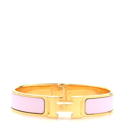 Hermes Enamel Narrow Clic Clac H Bracelet PM Rose Dragee 1 of 6