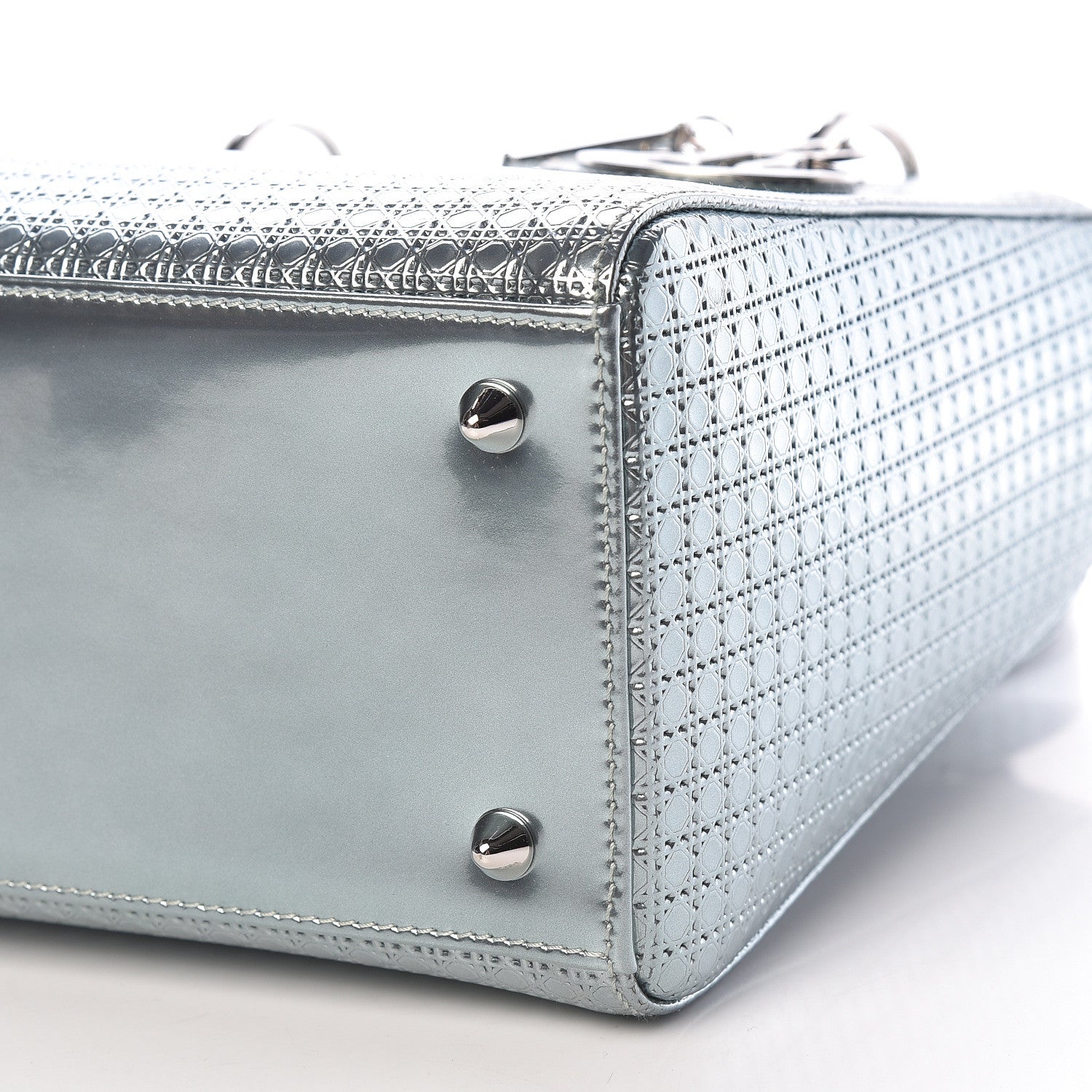Christian Dior Metallic Patent Micro-Cannage Medium Lady Dior Light Blue 10 of 10