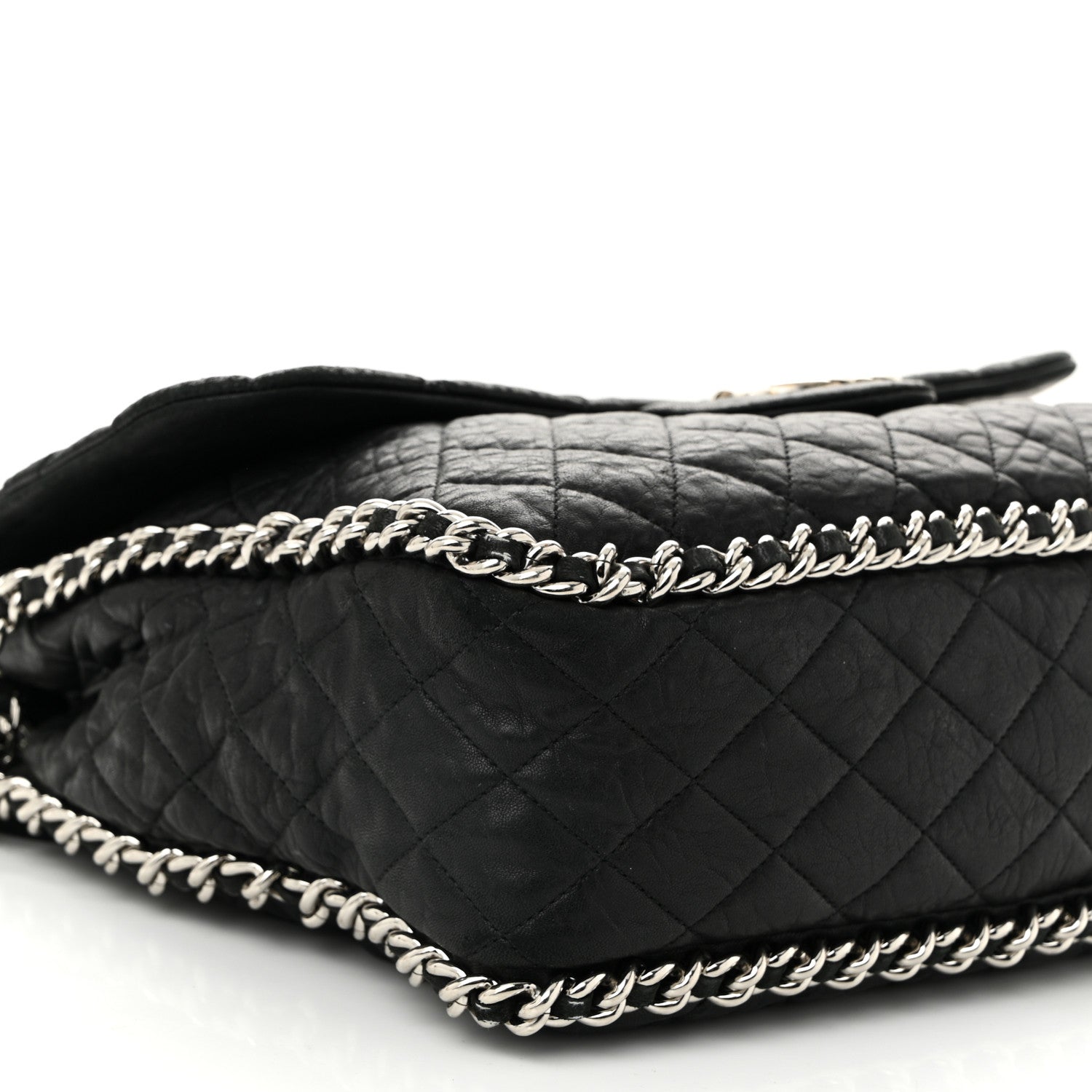 Chanel Washed Lambskin Quilted Maxi Chain Around Flap Black 9 of 11