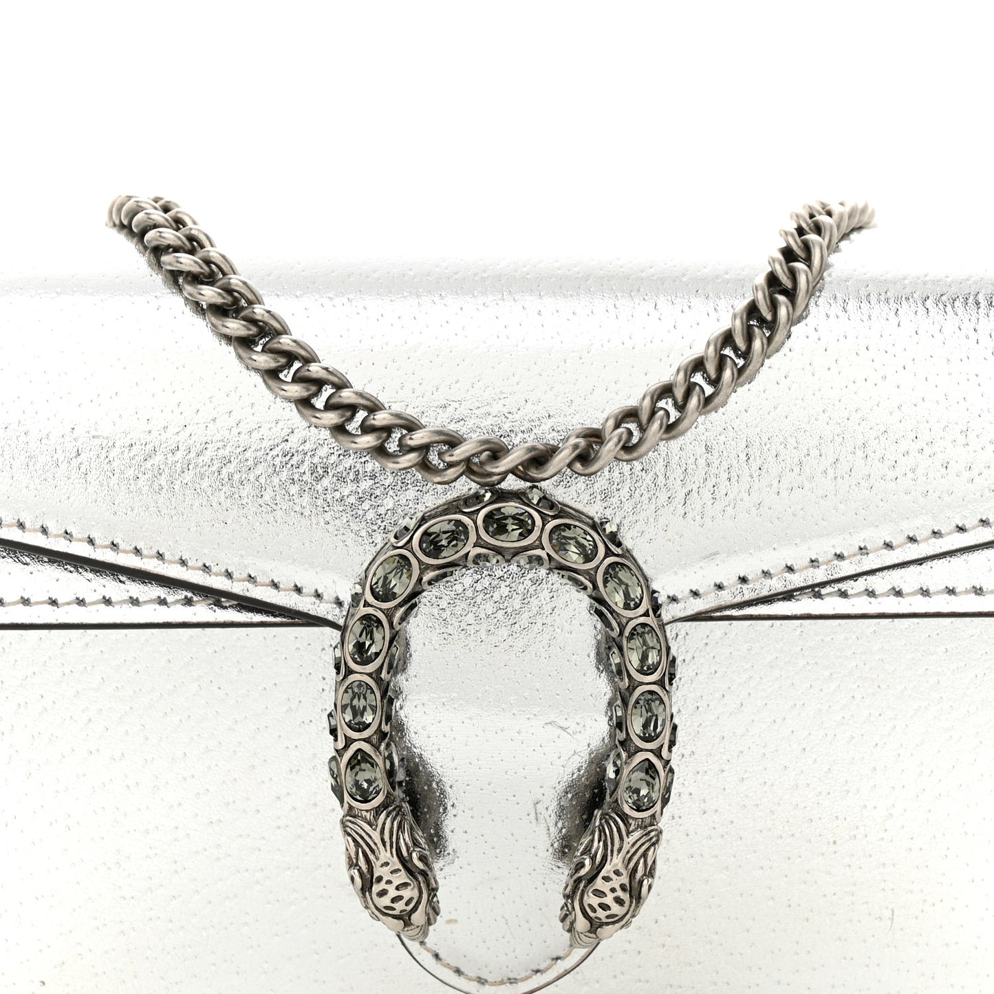 Metallic Calfskin Super Mini Dionysus Shoulder Bag Silver