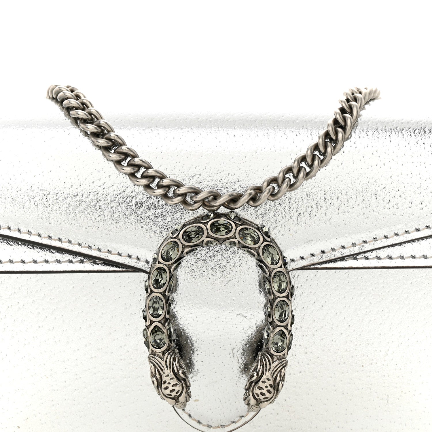 Gucci Metallic Calfskin Super Mini Dionysus Shoulder Bag Silver 7 of 10