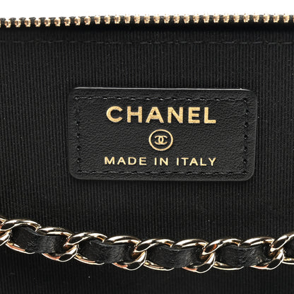 Chanel Lambskin Camellia Embossed Small Vanity Case With Chain Black 6 of 10