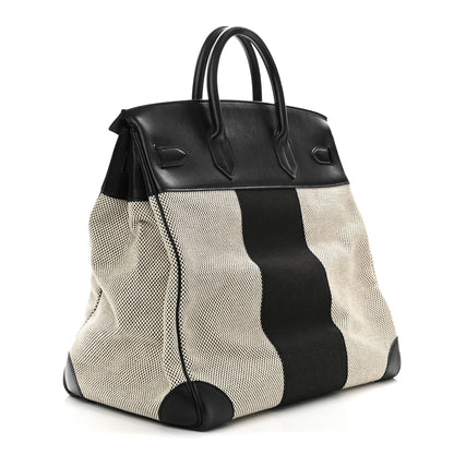 Hermes Hunter Criss Viking Evergrain Flag HAC Birkin 40 Ecru Black 3 of 10