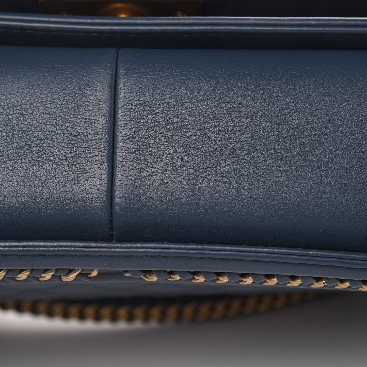 Calfskin Quilted Medium Top Handle Boy Flap Blue