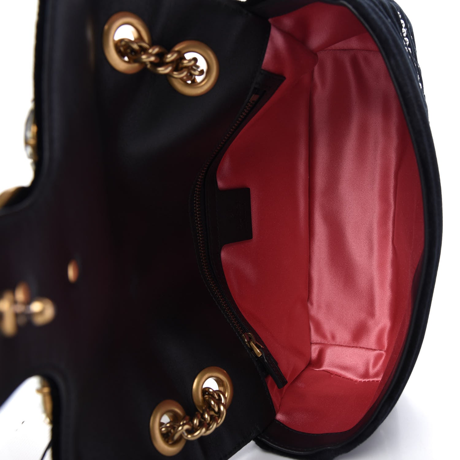 Gucci Velvet Matelasse Marquise Crystals Embroidered Small GG Marmont Shoulder Bag Black 5 of 10