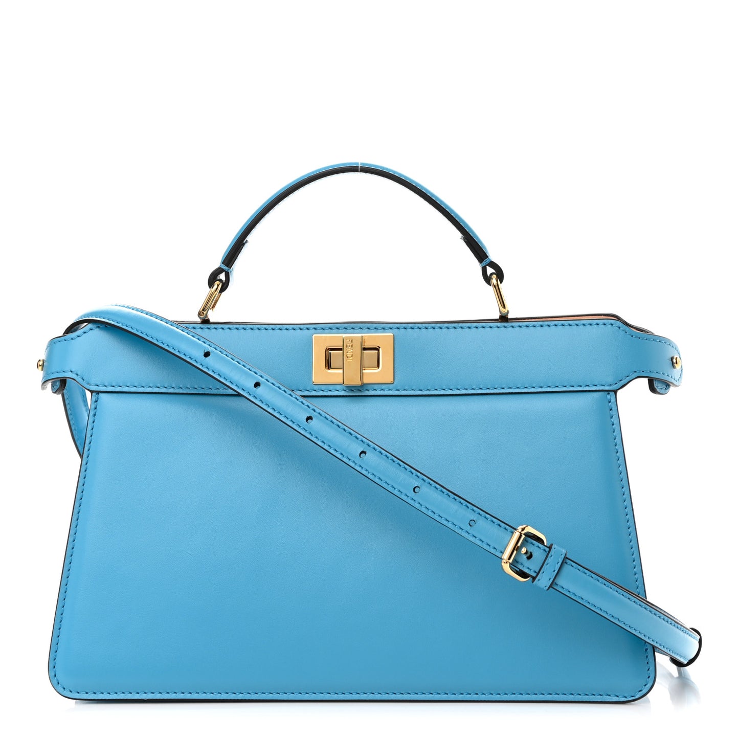 Vitello King Luxor Shiny Nappa Medium Peekaboo I SEE U East West Satchel Cyber Blue Light Rose