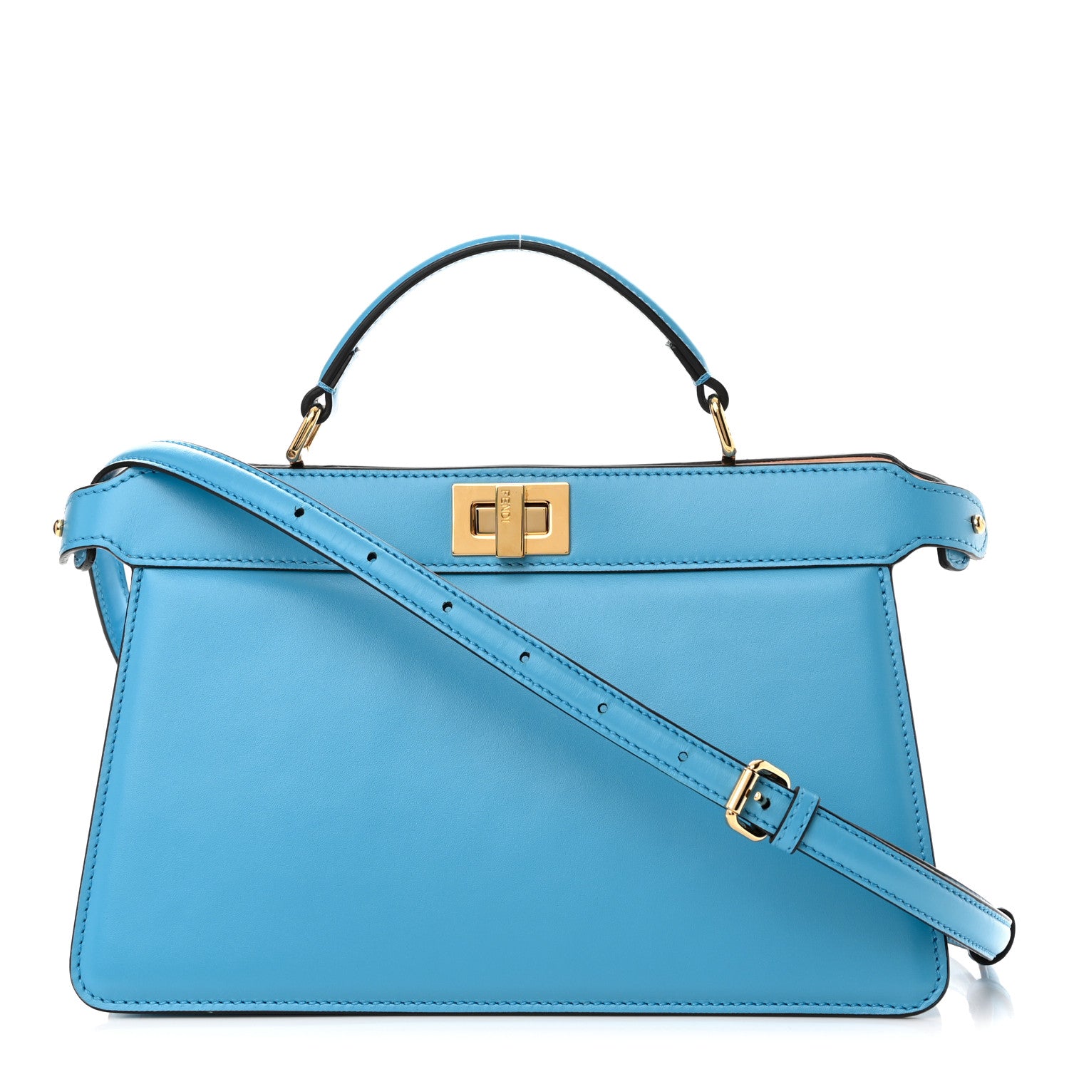 Fendi Vitello King Luxor Shiny Nappa Medium Peekaboo I SEE U East West Satchel Cyber Blue Light Rose 1 of 13