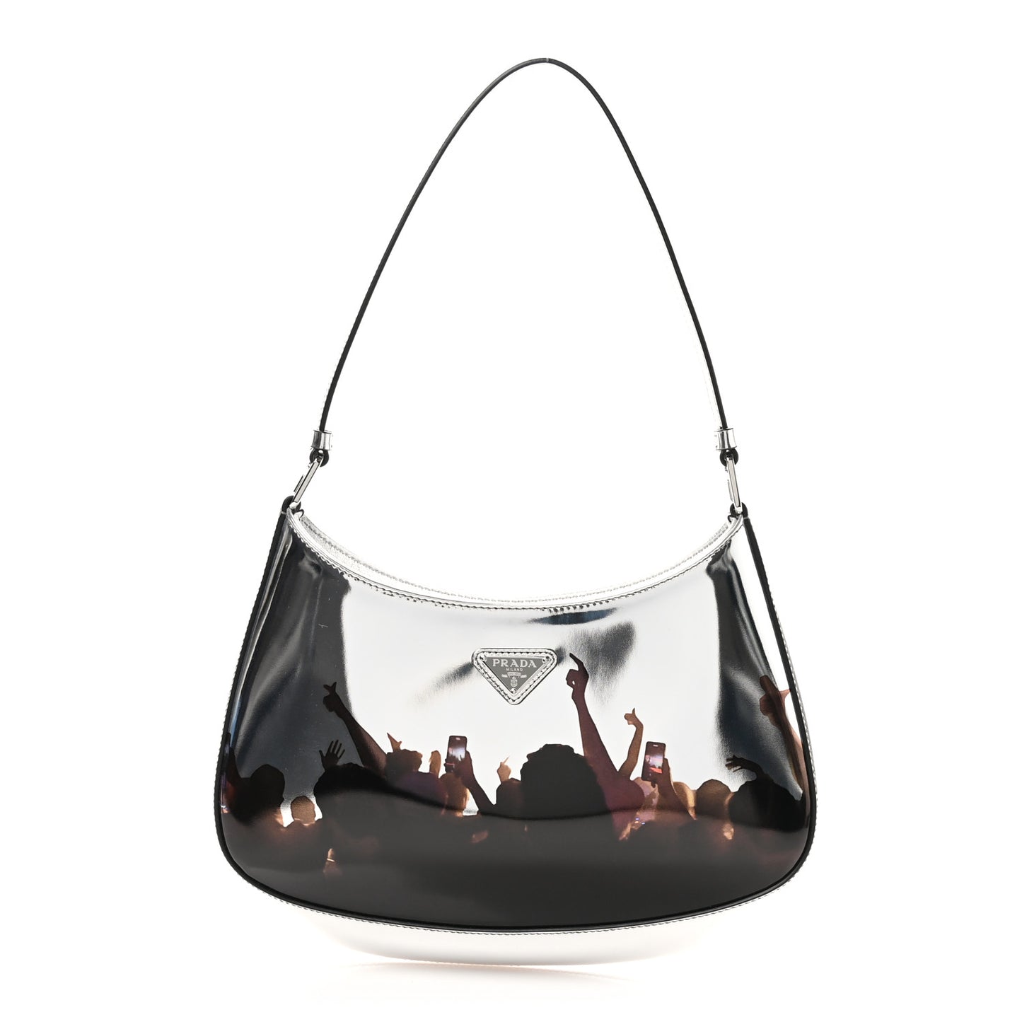 Spazzolato Runway Printed Cleo Shoulder Bag Argento