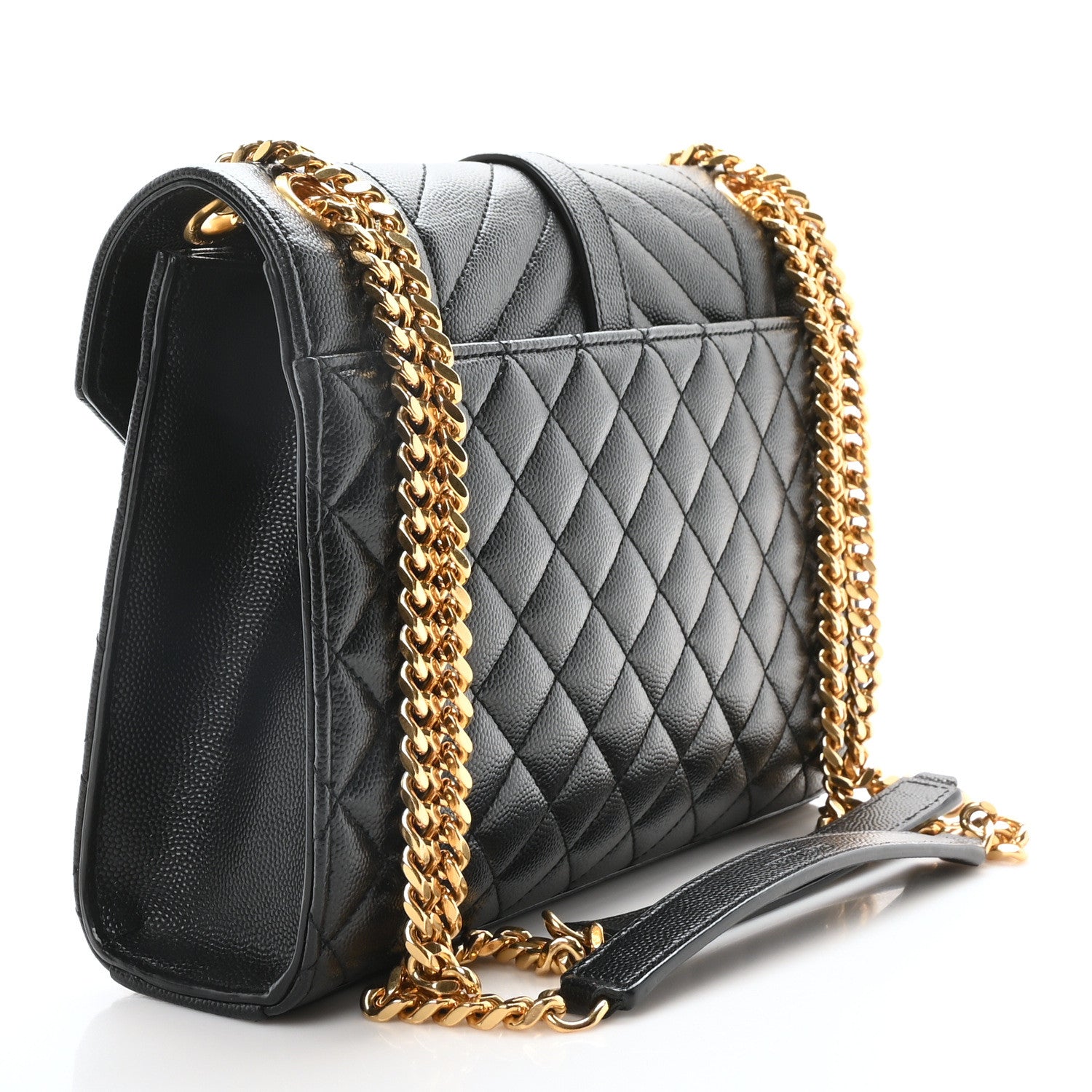 Saint Laurent Grain De Poudre Textured Mixed Matelasse Triquilt Medium Monogram Satchel Black 3 of 9