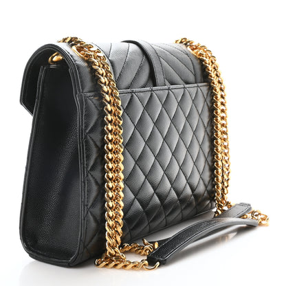 Saint Laurent Grain De Poudre Textured Mixed Matelasse Triquilt Medium Monogram Satchel Black 3 of 9