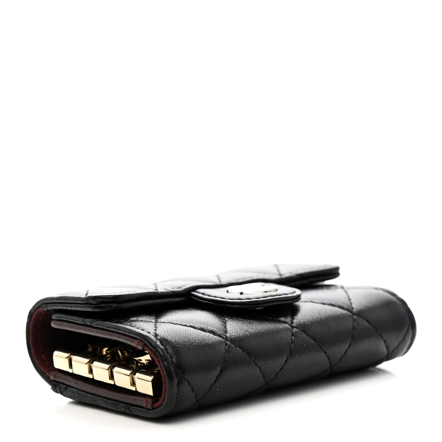 Lambskin Quilted 4 Key Holder Black