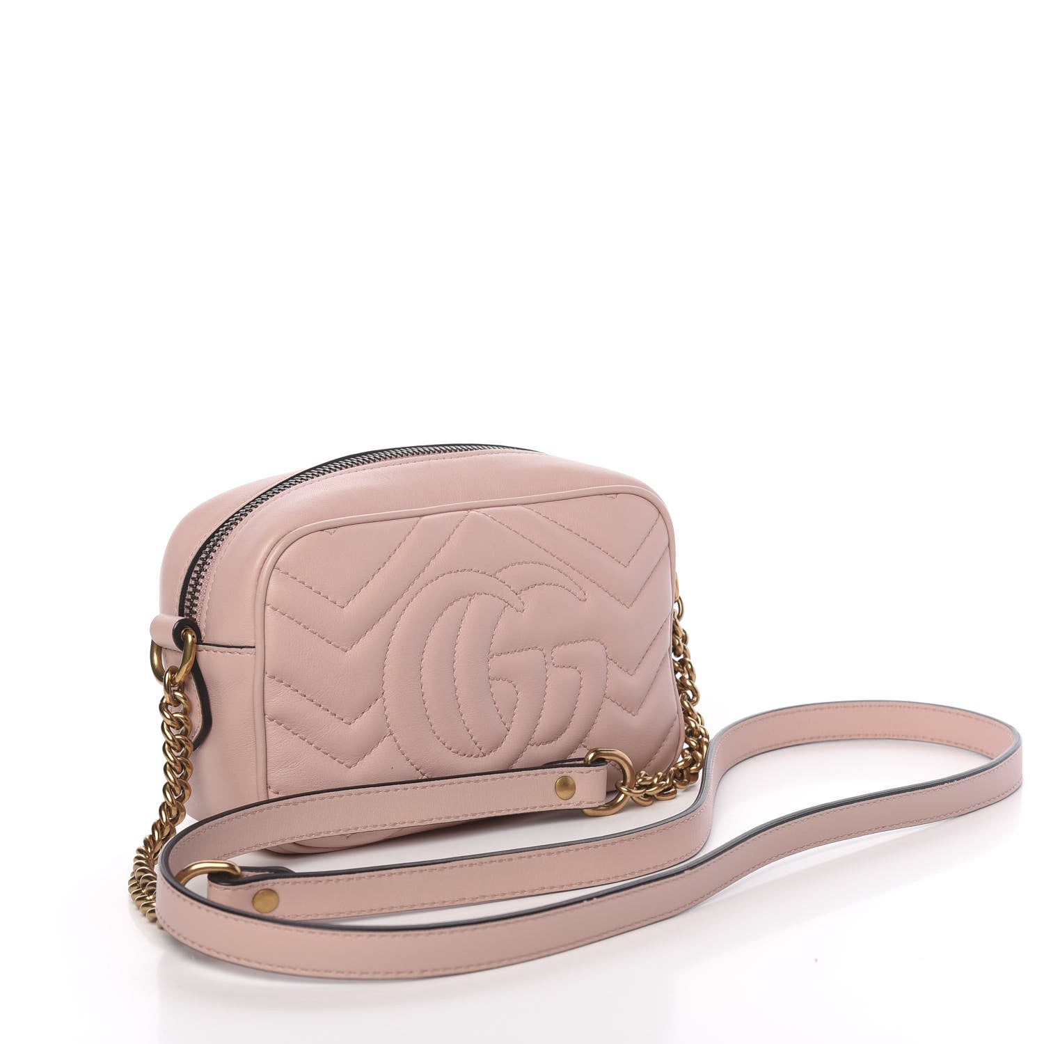 Gucci Calfskin Matelasse Mini GG Marmont Chain Shoulder Bag Perfect Pink 3 of 12