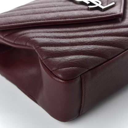 Saint Laurent Sheepskin Matelasse Chevron Monogram Medium College Bag Rouge Legion 9 of 10