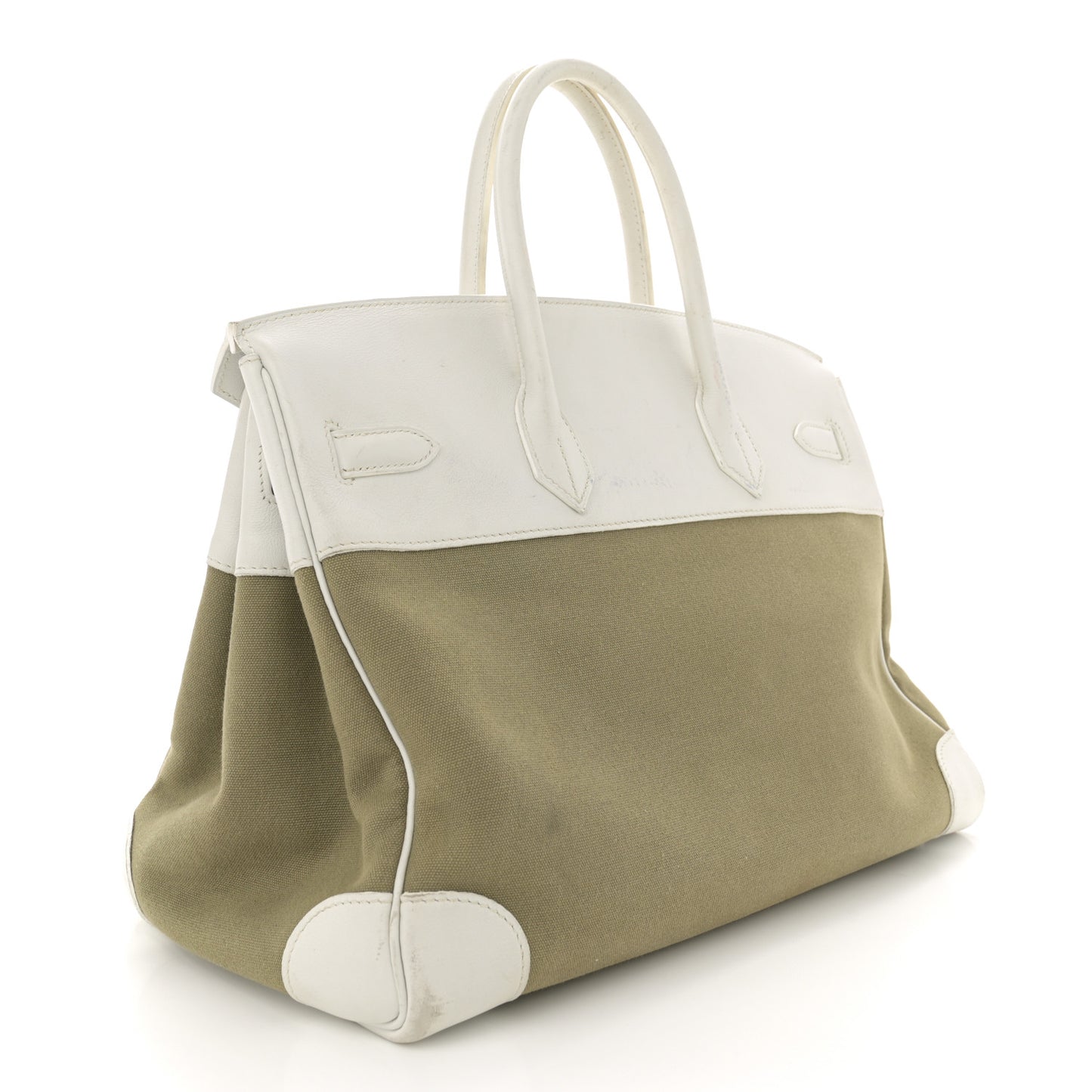 Swift Toile Birkin 35 White Vert Miliatire