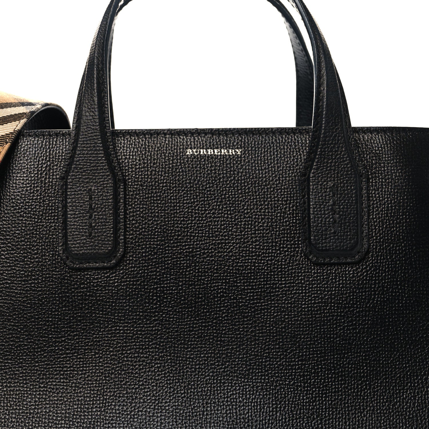 Burberry Derby Calfskin Medium Banner Tote Black 1880956