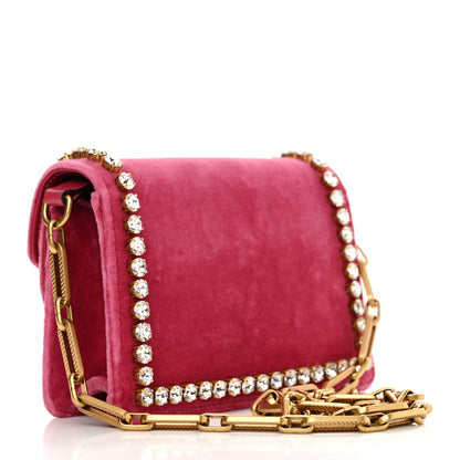 Gucci Velvet Crystal Mini Bee Broadway Shoulder Bag Light Raspberry Rose 3 of 13