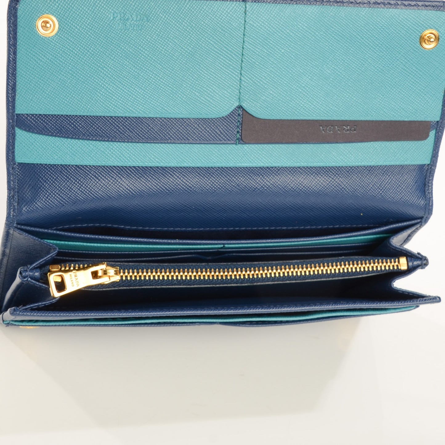 Saffiano Bi-Color Trend Continental Wallet Bleuette Turchese