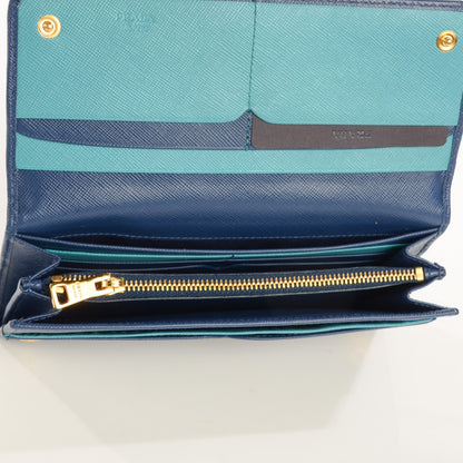 Prada Saffiano Bi-Color Trend Continental Wallet Bleuette Turchese 6 of 9