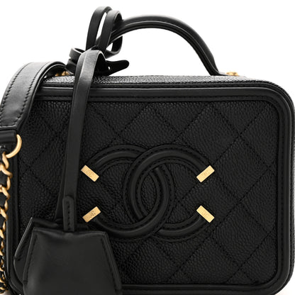 Chanel Caviar Quilted Small CC Filigree Vanity Case Black 8 of 12