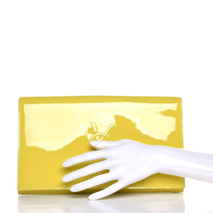 Saint Laurent Patent Calfskin Monogram Large Belle De Jour Clutch Yellow 2 of 6